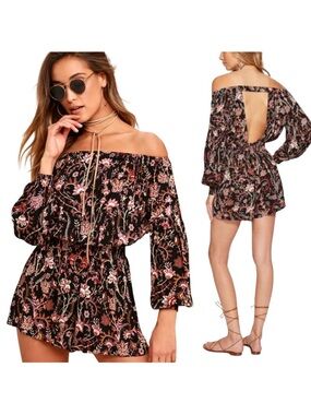 Free People Pretty and Free off the shoulder romper sz. M